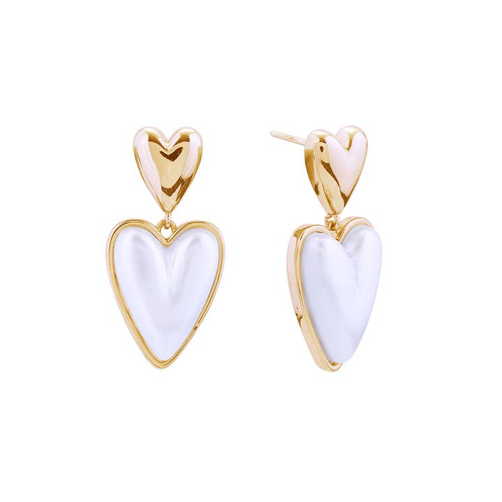 Hana – wholesale Dangle earrings – 14K Duo Loving Heart Post Earrings