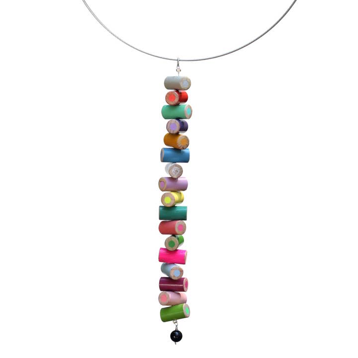 Amy Pfaffman Jewelry - Wholesale Pendant/Charm Necklace - Colored pencil long pendant on steel cable4