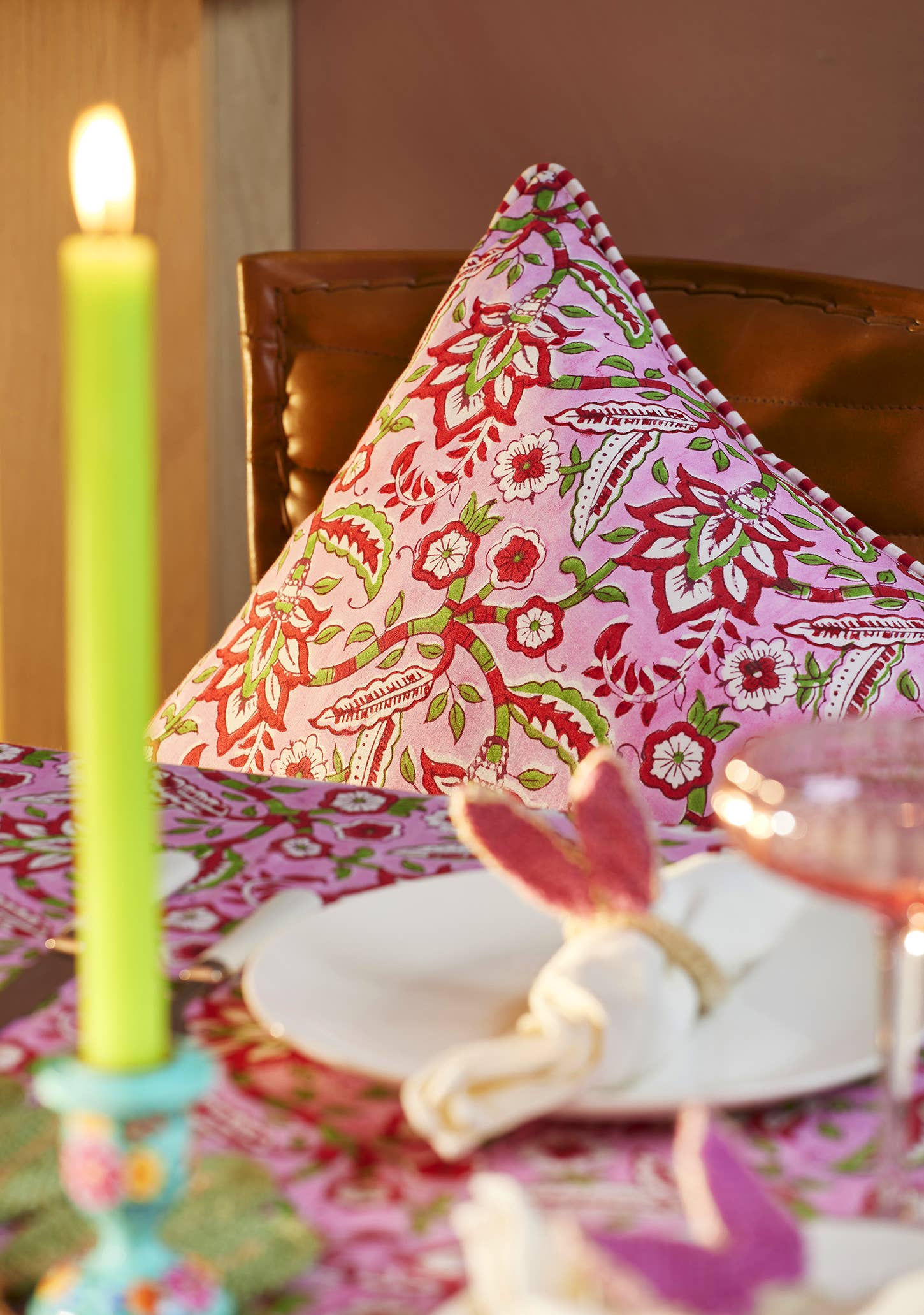 Namaste - Wholesale Throw Pillow Cover - Arana Floral Block Print Cushion Cover2