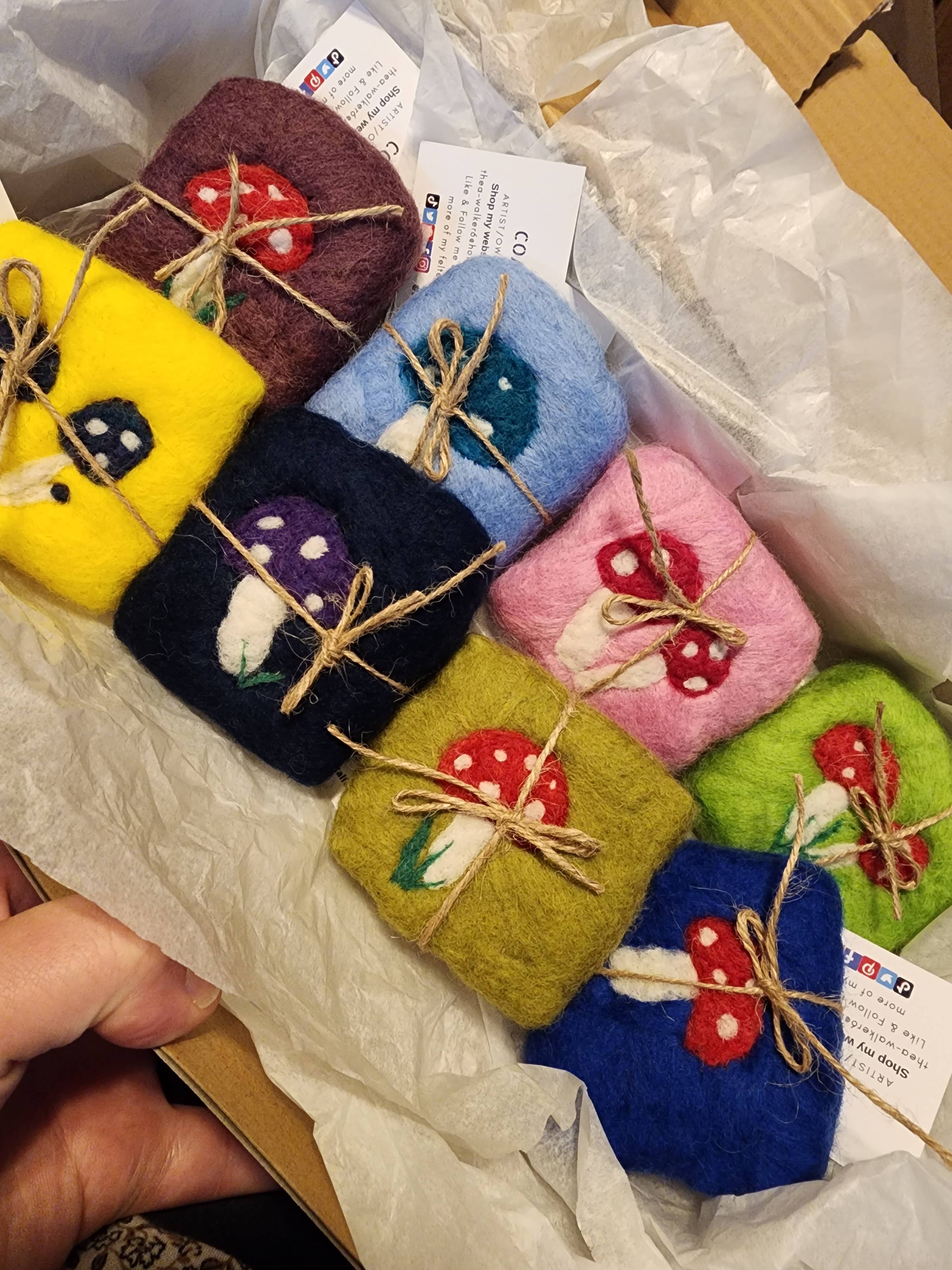 Coastal Felting - Wholesale Bar Soap - Felted wool soap bar with toadstool design, Felted soap1