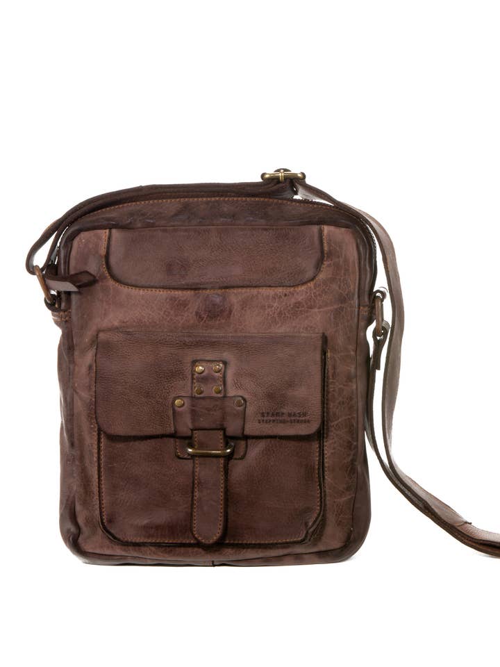 Borsa a tracolla da uomo Stamp in pelle testa di moro per la vendita all'ingrosso da parte di Stamp