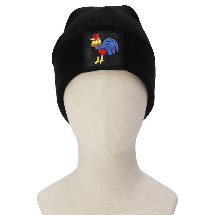 Rooster Classic Black Acrylic Cuffed Beanie for wholesale on Faire4