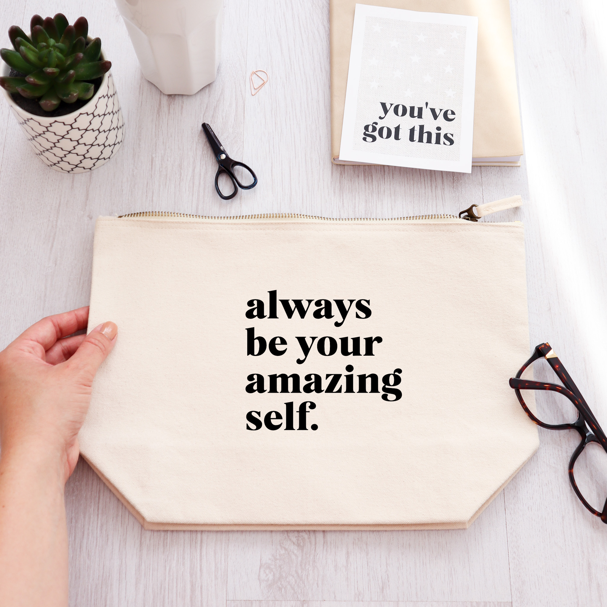 Word Up Creative - Wholesale Makeup/Cosmetic Bag - Always be your amazing self Zipped Pouch cosmetic bag1