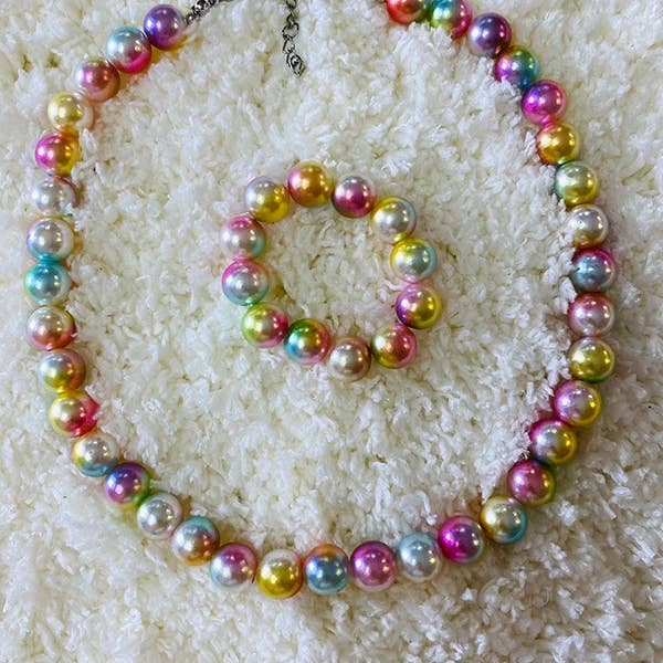 luluclothes - Wholesale Jewelry Set - 240333 Multi color pearl beads girls necklace & bracelet set