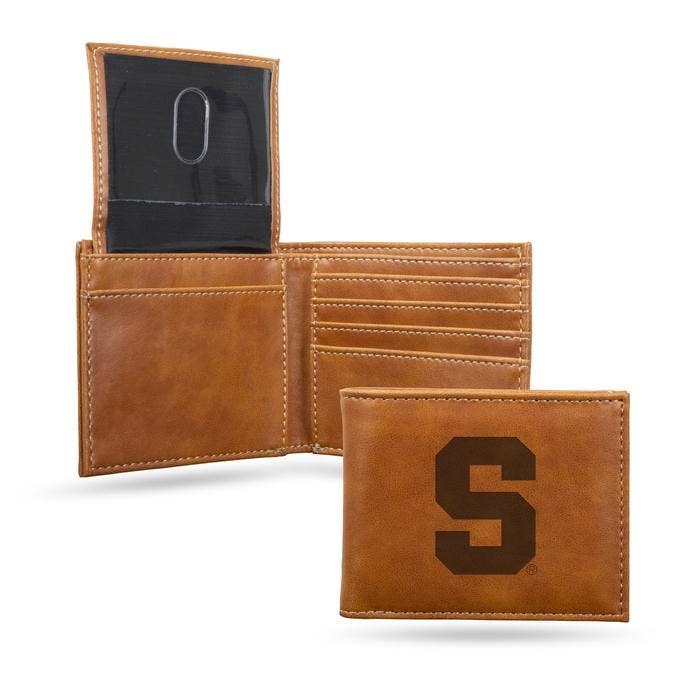 Syracuse Laser Engraved Billfold Wallet, Brown for wholesale by Rico Industries