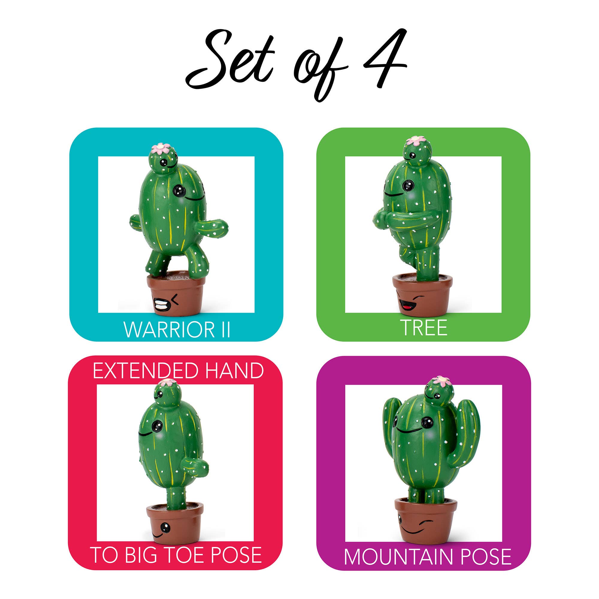 EAST AVENUE - Wholesale Decorative Figurine - Figurine 4-Pc Set Cactus Yoga Poses1