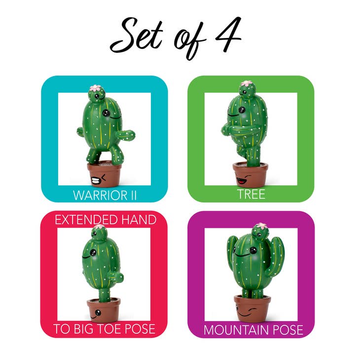 EAST AVENUE - Wholesale Decorative Figurine - Figurine 4-Pc Set Cactus Yoga Poses1