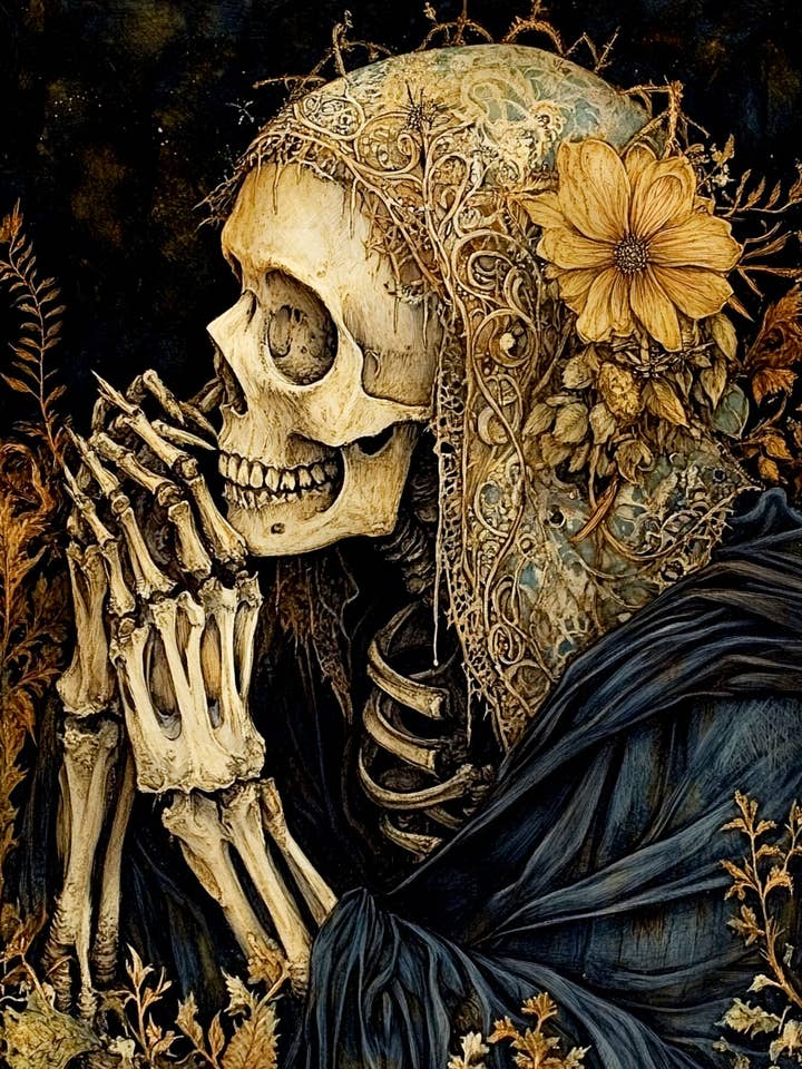 Praying Skeleton - Vintage Art Prints - 8"x10" Art Print for 11"x14" Frame for wholesale by Mowbi