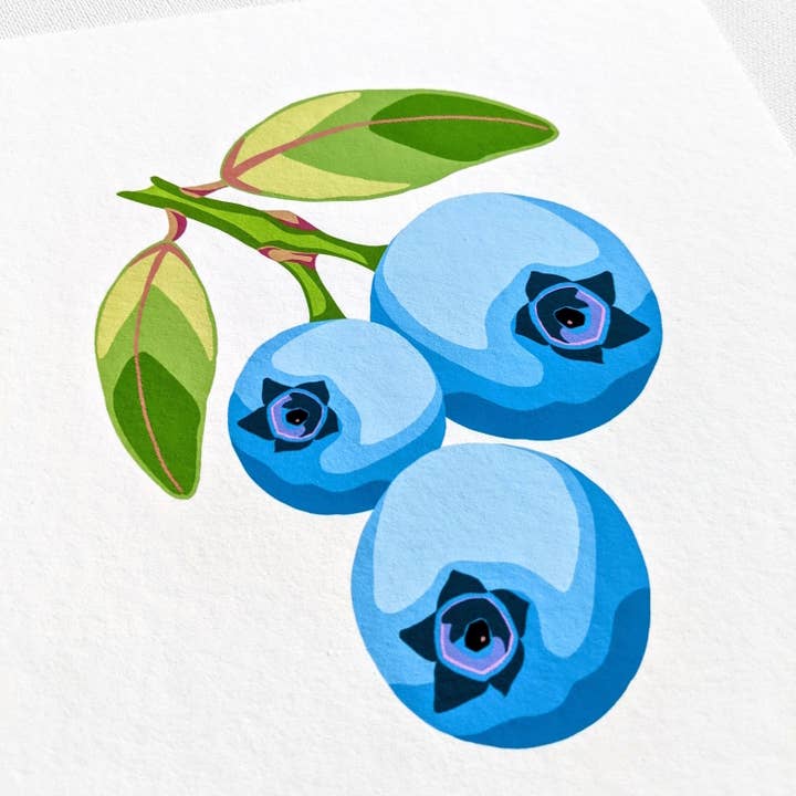 "Blueberries" Archival Fine Art Print (5"x7" Vertical) for wholesale by When Studio