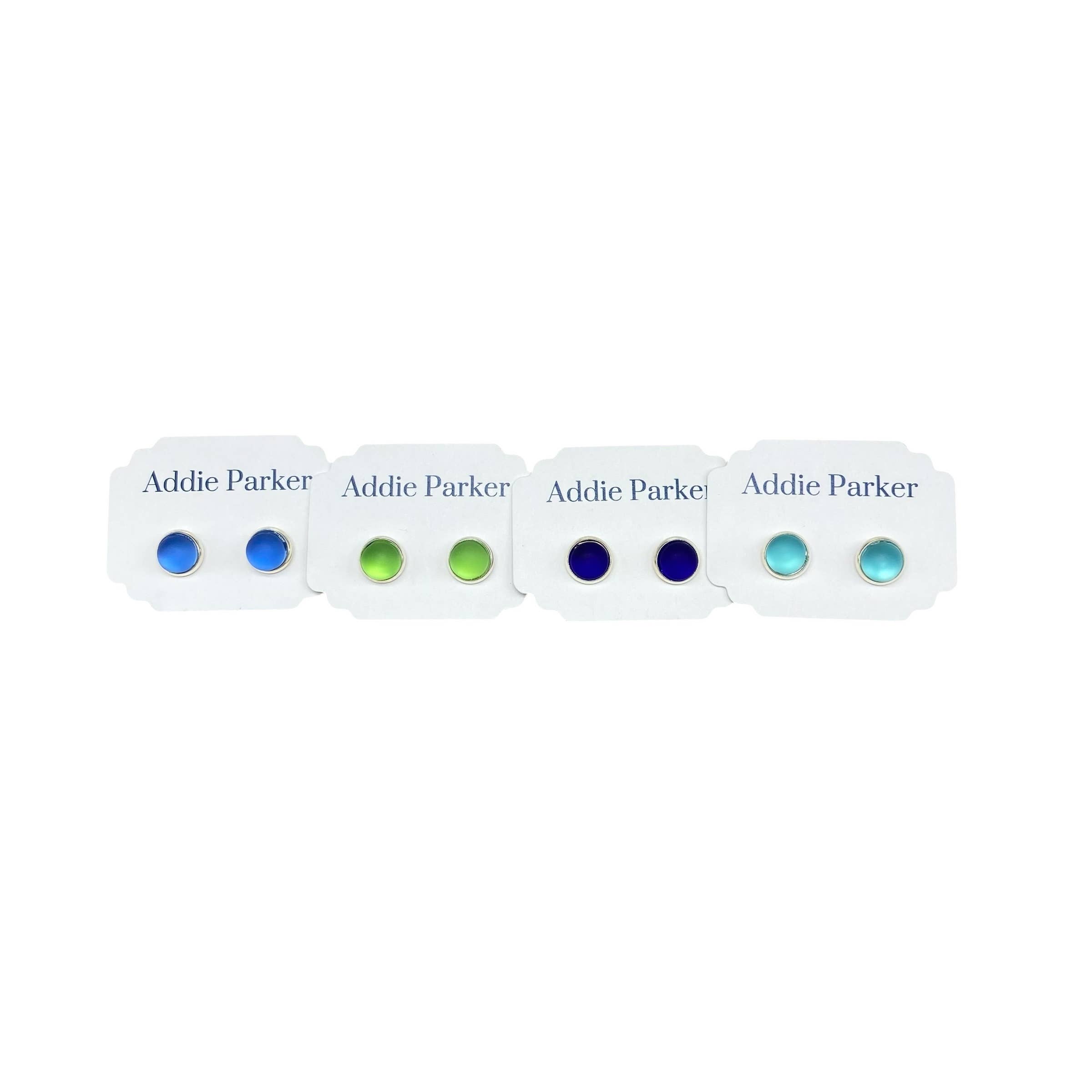 Addie Parker Jewelry - Wholesale Stud/Post Earrings - Four Pack Stud Seaglass Earrings - Silver2