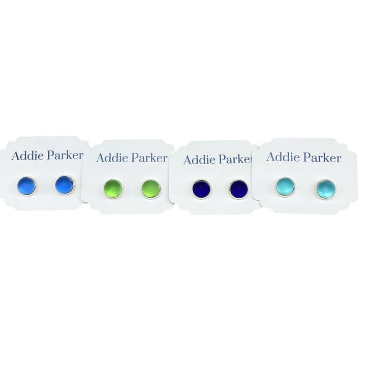 Addie Parker Jewelry - Wholesale Stud/Post Earrings - Four Pack Stud Seaglass Earrings - Silver2