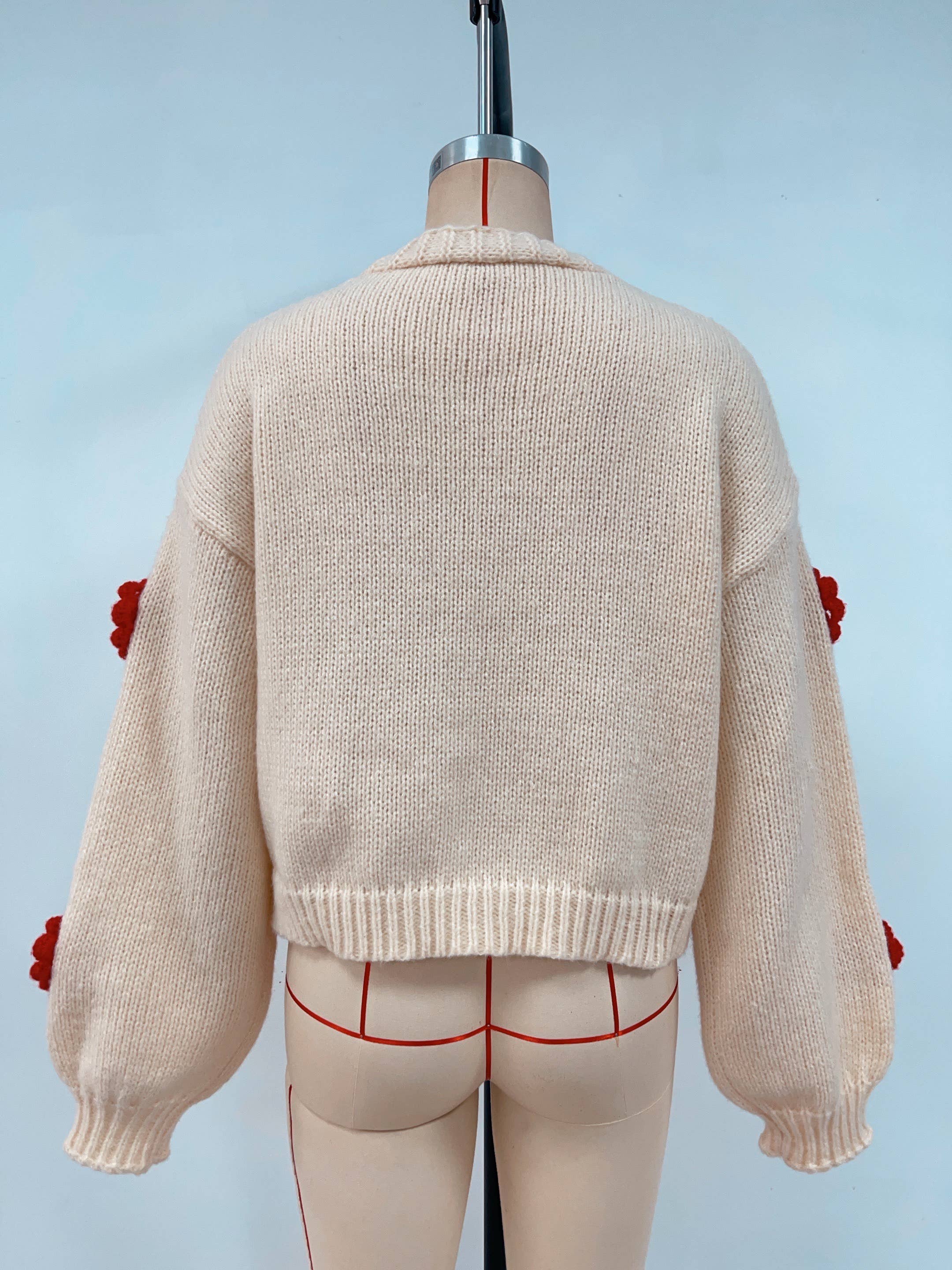 Lily Clothing - Vente Cardigan – femme - Cardigan en tricot à fleurs à col en V et à simple boutonnage9