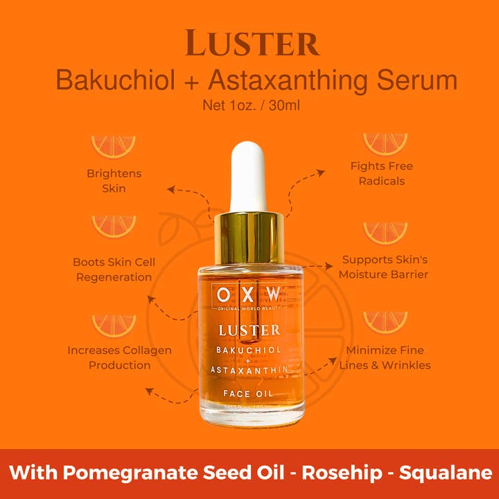 OXW Beauty – wholesale Facial oil – Luster Bakuchiol + Astaxanthin Face Oil Retinol Alternative