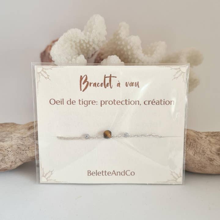 Tigerøje ønskearmbånd - sølvtråd for engroshandel hos BeletteAndCo