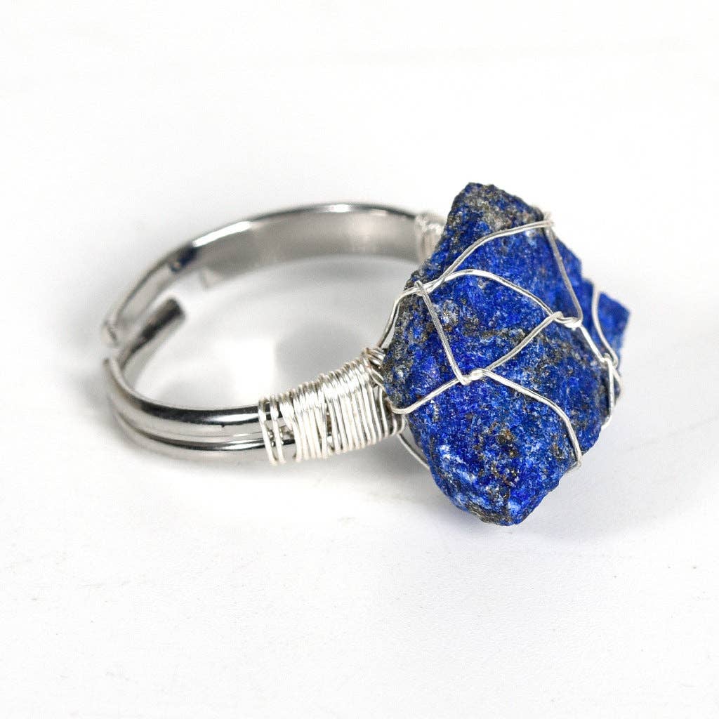 Mio Queena - Wholesale Cocktail/Statement Ring - Natural Irregular Rough Stone Wound Copper Wire Ring16