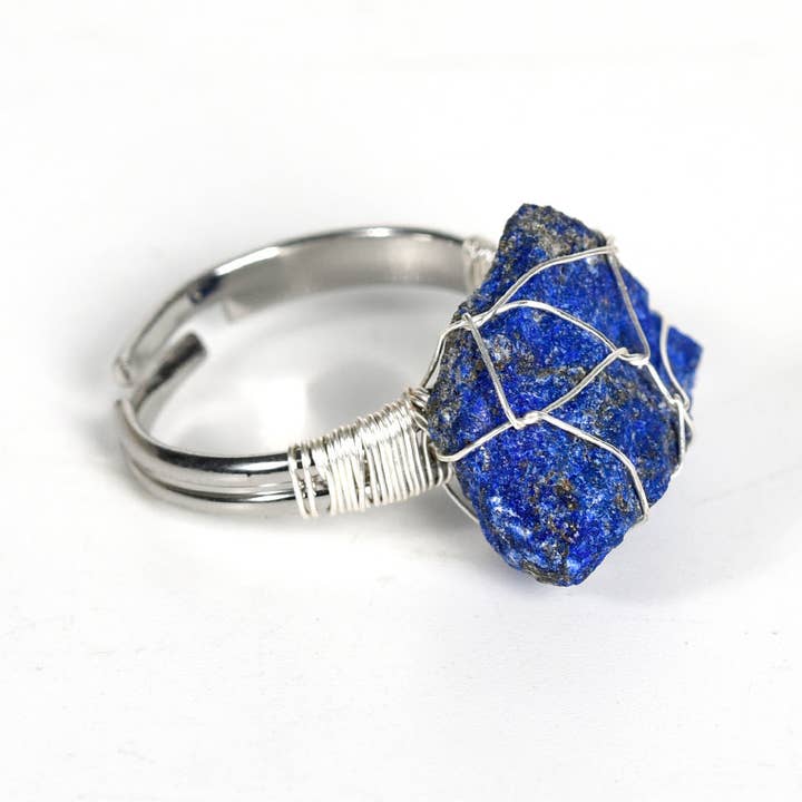 Mio Queena - Wholesale Cocktail/Statement Ring - Natural Irregular Rough Stone Wound Copper Wire Ring16