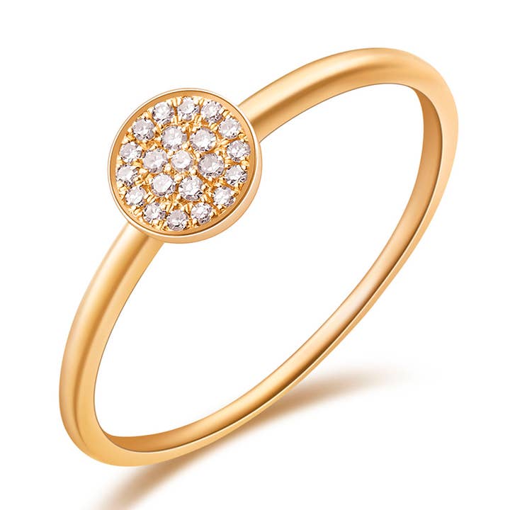 Anillo pavé con diamantes en oro amarillo de 18K para venta al por mayor de Leaf Jewelry