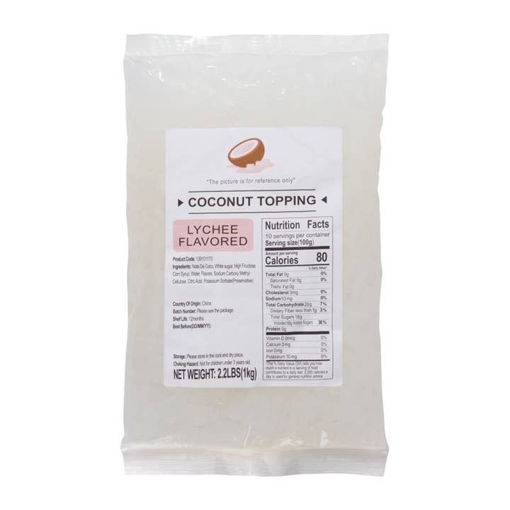 Soeos Lychee Flavored Coconut Jelly Strips, 2.2 lbs (1 Kg) for wholesale by soeos