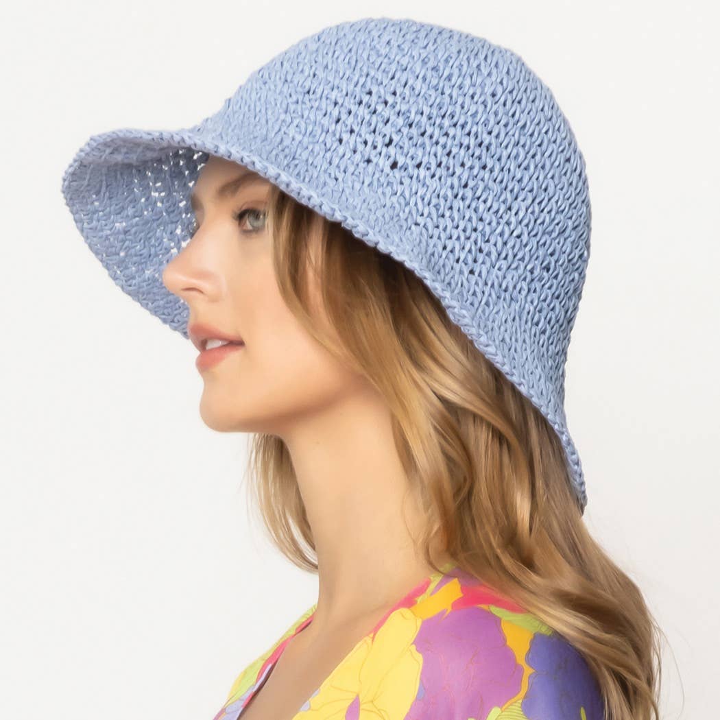 Fashion City - Wholesale Bucket Hat - Women's - Solid Colored Straw Bucket Hat6