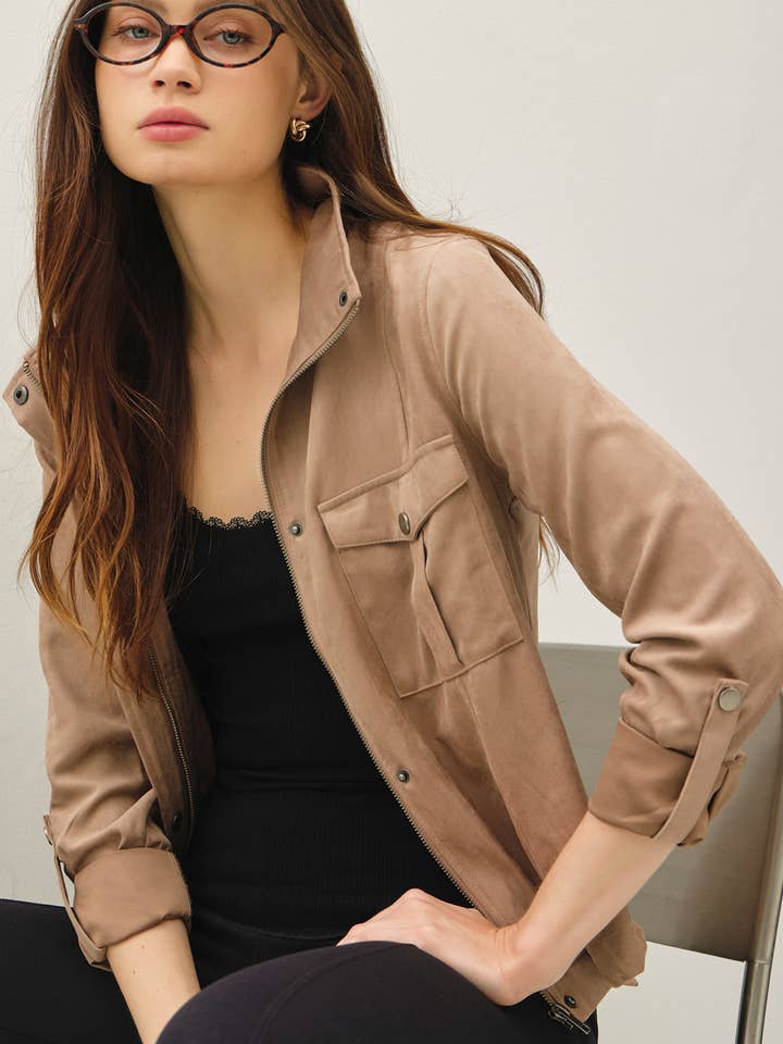 CROPPED UTILITY ZIPPER SAFARI JACKET for wholesale by Be Cool