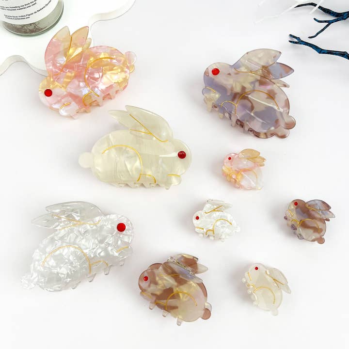 Delikat sød rødøjet kanin acetat dyrehårklemme klips for engroshandel hos mildstyles