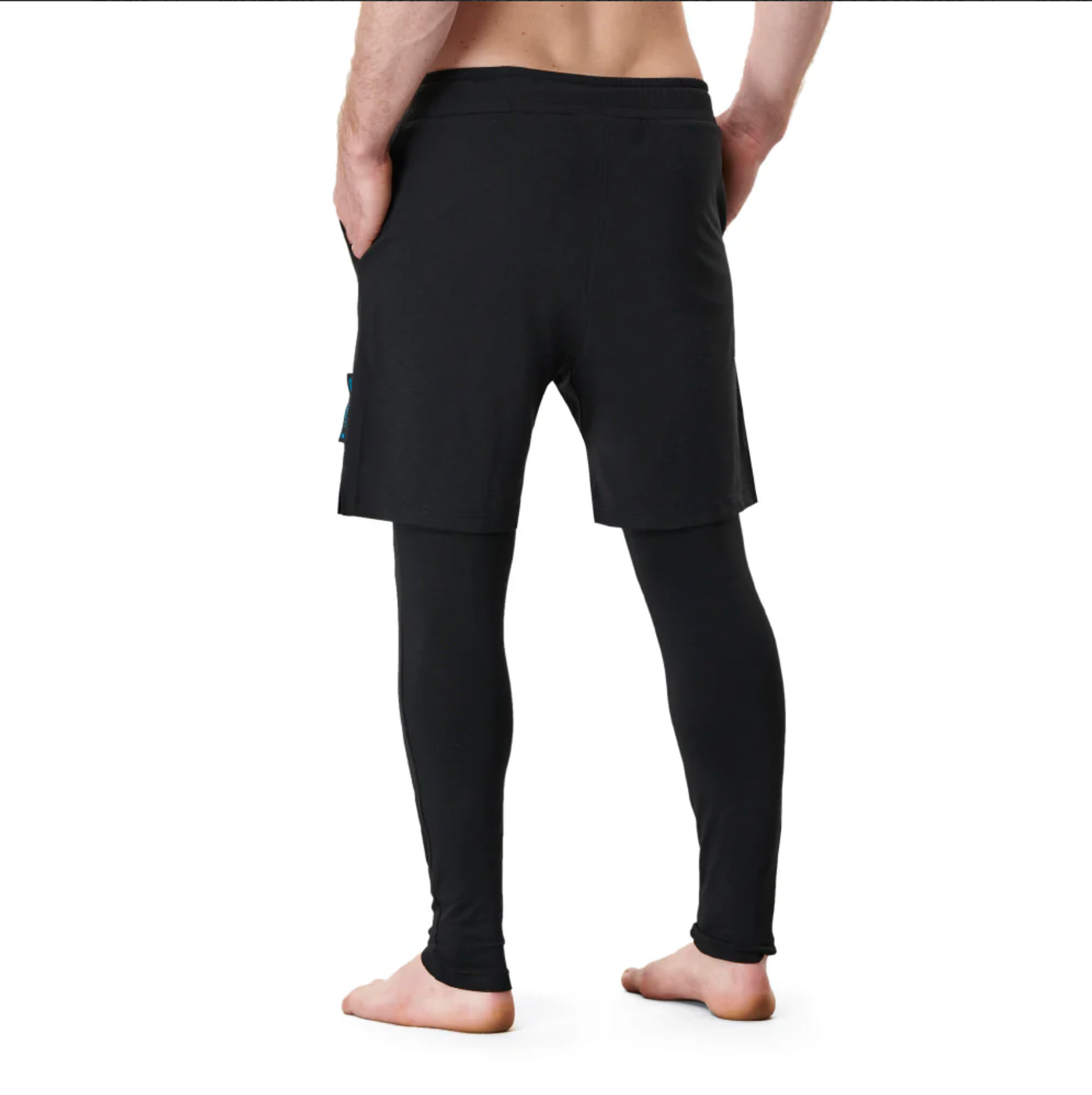 warrioraddict – wholesale Athletic/lounge leggings – men's – AG Pants - Black - Men's Shorts With Long Base Layer - Eco 3