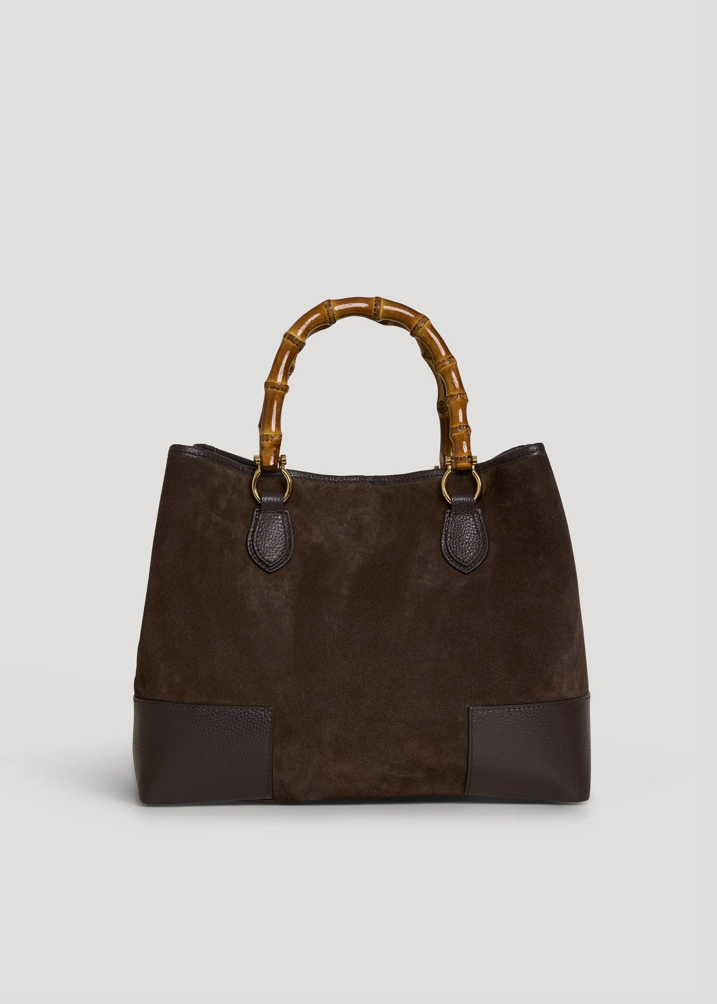 Voemièn – wholesale Top handle bag – women's – Bamboo Babe Bag in Dark Brown Suede and Leather4