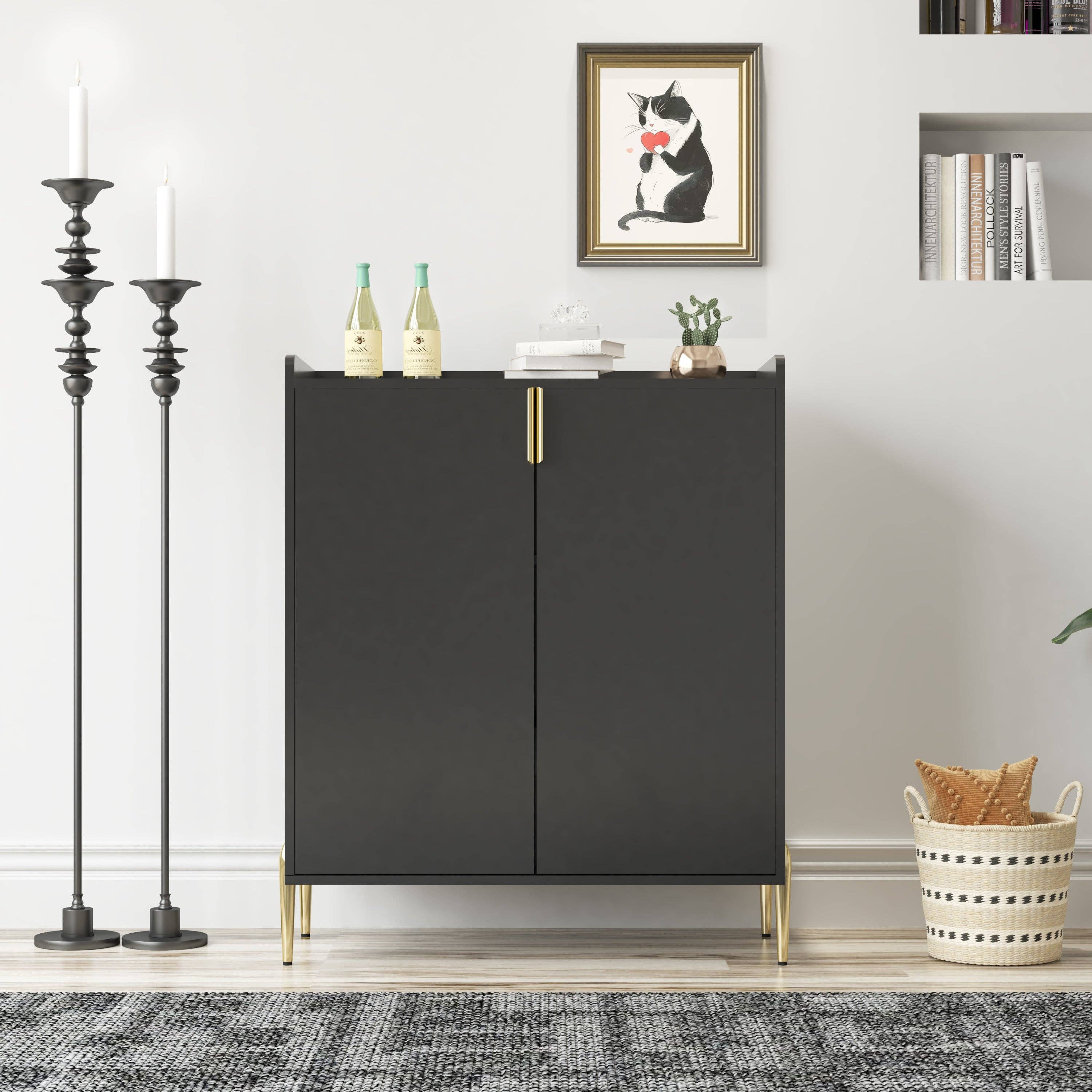 39F Inc. - Wholesale Cabinet - 2 Door Wine Bar Cabinet with Rack for Kitchen & Dining5