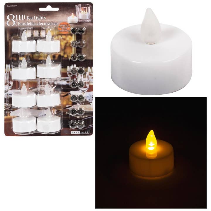 Truu Design - Wholesale Flameless Candle - Deco Lite 8 Pieces LED Flickering Tealight, Battery Included