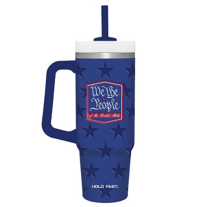 HOLD FAST 30 oz Stainless Steel Mug With Straw We The People for wholesale by Kerusso
