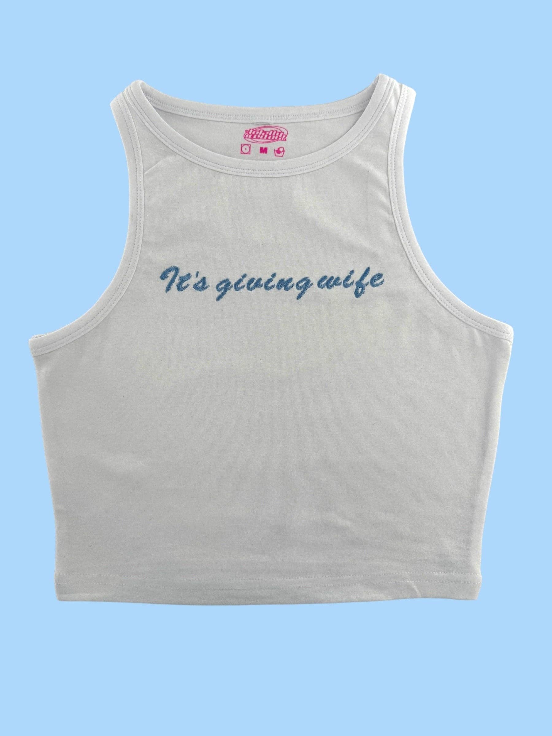 Totally Iced Out - Wholesale Tank Top - Women's - It's Giving Wife Embroidered Tank Top or Baby Tee