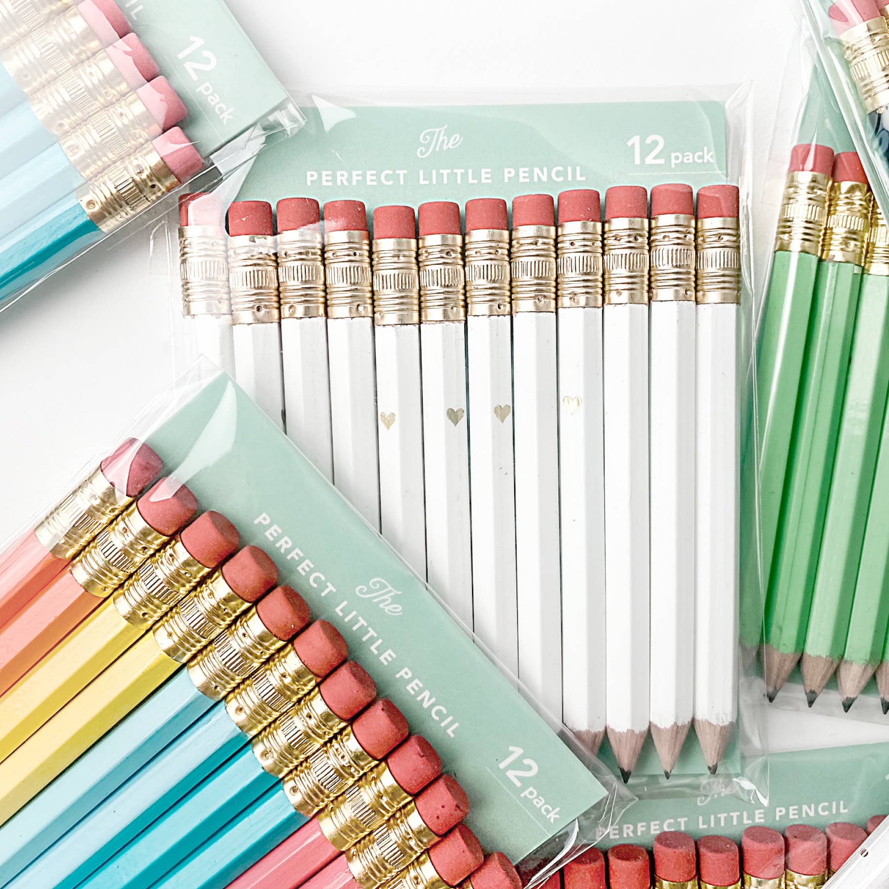 Inklings Paperie – wholesale Pencil – Mini Pencils - Gold Heart/White4