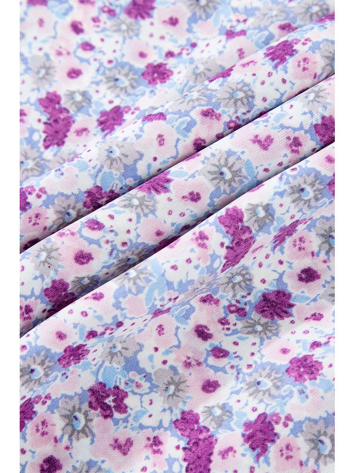 Babs + Birdie - Wholesale Dress - Women's - Shaylan | Floral Bubble Sleeve Shirred High Waist Maxi Dress6