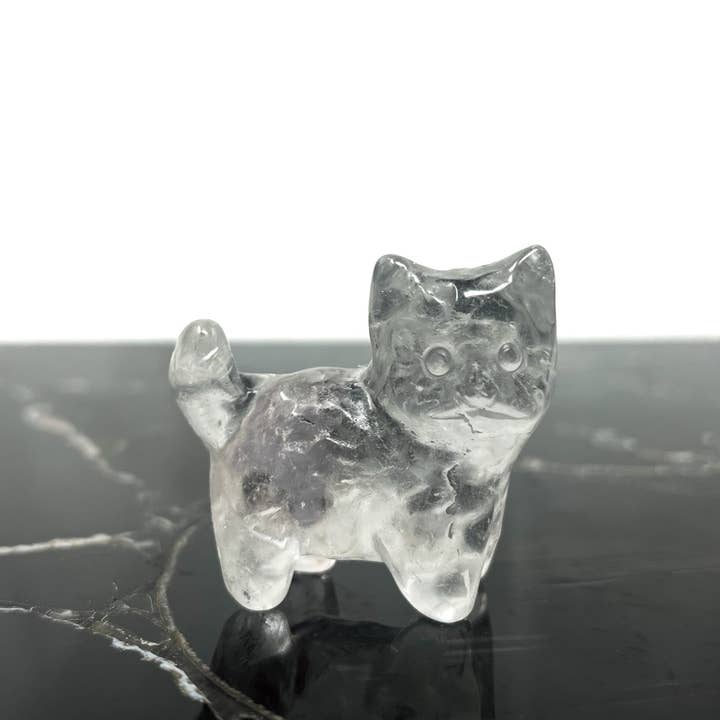 The Crystal Tabby - Wholesale Spiritual Stone/Crystal - Clear Quartz Kitten Carving2