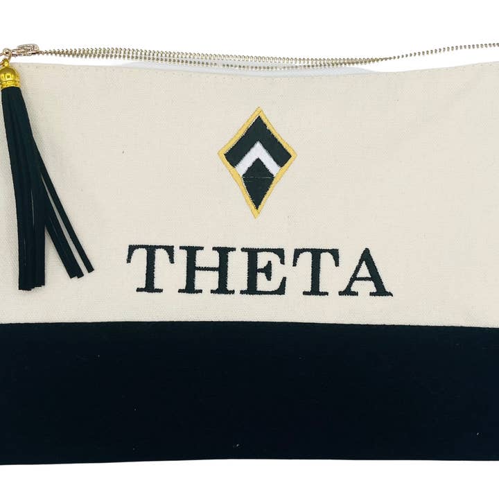 Kappa Alpha Theta Embroidered Greek Letter Pouch for wholesale by Color Shout