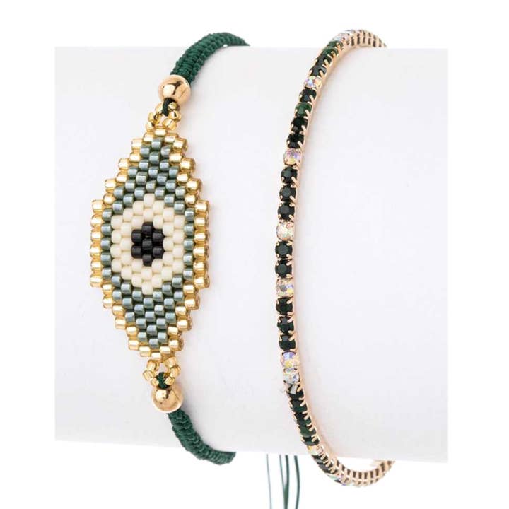 Evil Eye Beaded String Bracelet Set for wholesale by LA Jewelry Plaza