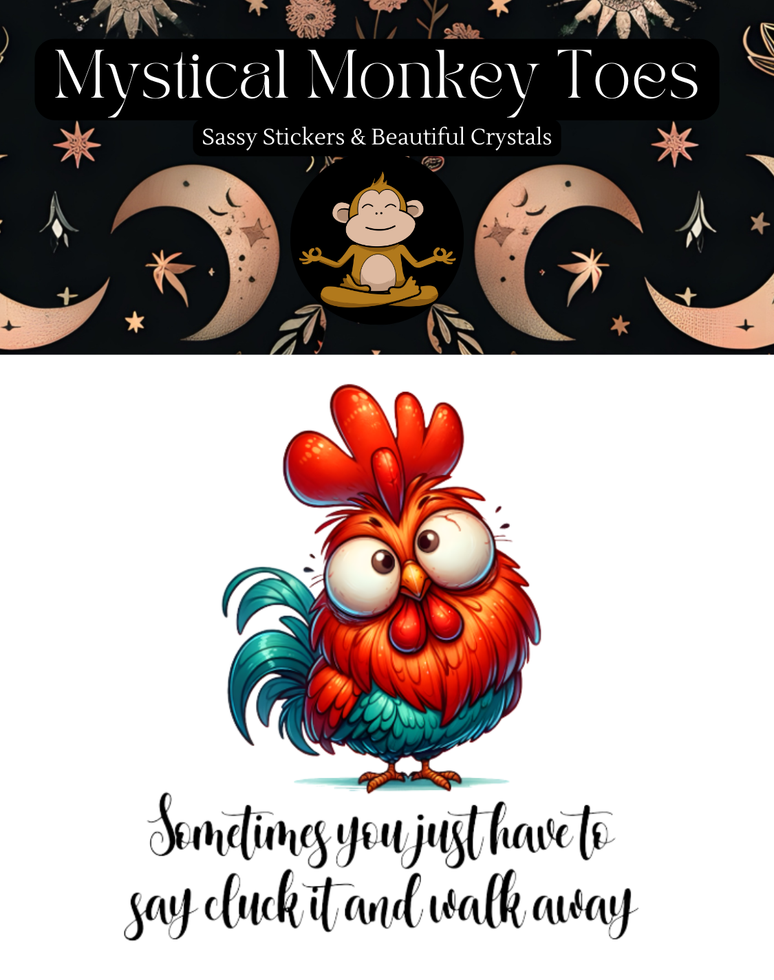 Mystical Monkey Toes - Wholesale Sticker - Funny Cluck It Sticker1