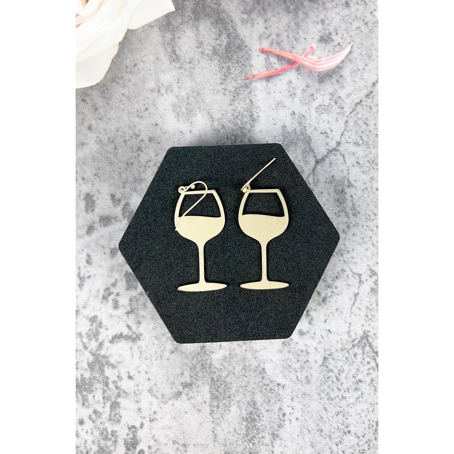 JHP Collection - Wholesale Dangle Earrings - WINE GLASS SHAPE FILIGREE HOOK EARRING0