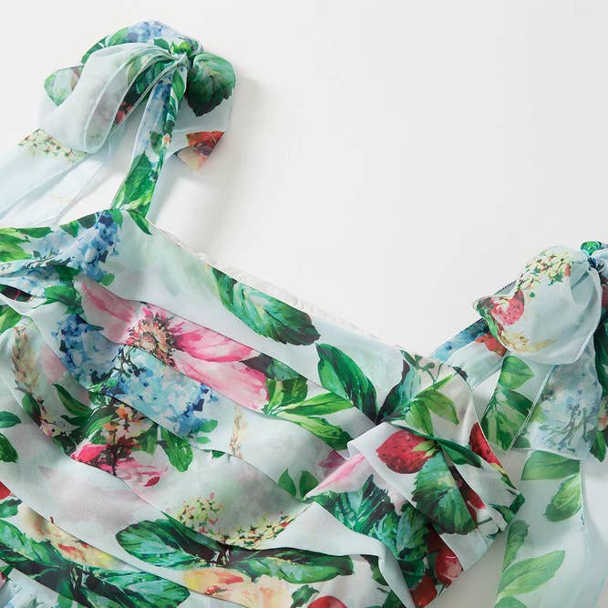 green Resort rose mesh tulle flare dress for wholesale on Faire4