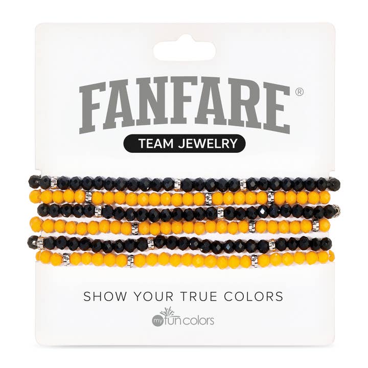 Cores da Equipa Fanfare | Conjunto de 6 Pulseiras Elásticas de Cristal Mini por atacado de My Fun Colors