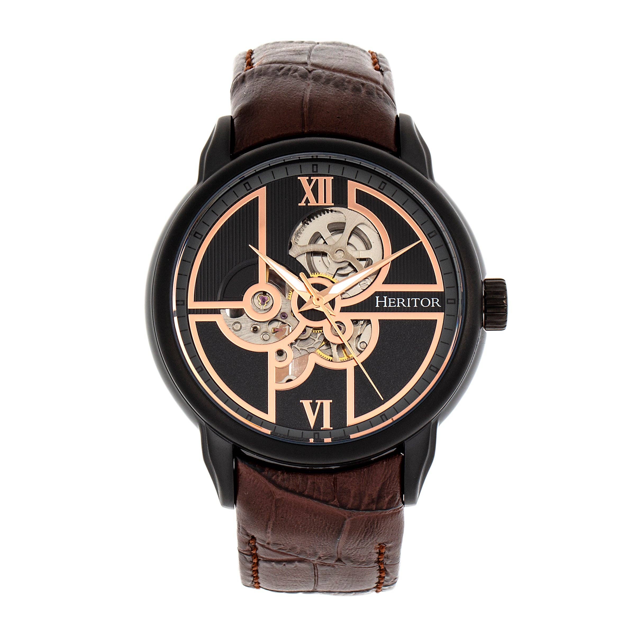Heritor Automatic - Wholesale Wrist Watch - Men's - Heritor Automatic Sanford Semi-Skeleton Leather-Band Watch20