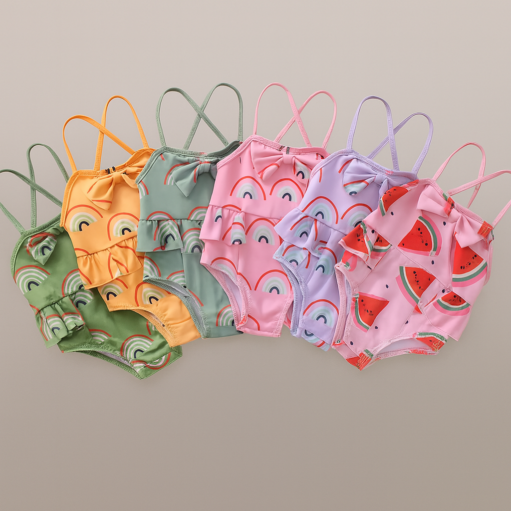 Fennco Styles – wholesale One-piece swimsuit – Kids – Fun Patterned Ruffled One-Piece Baby Swimsuit2