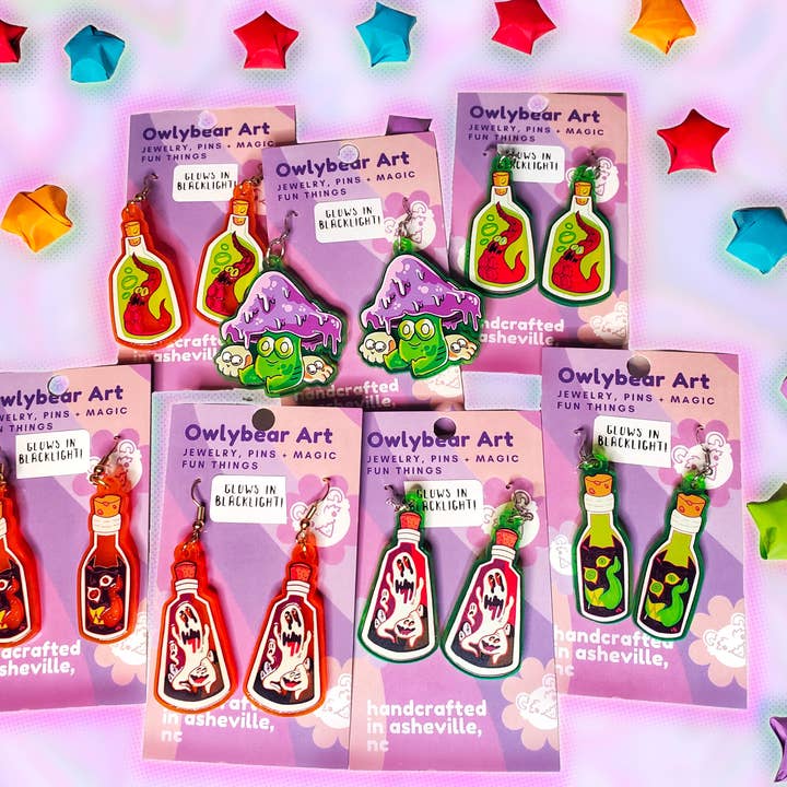 Glowing Critter Earring F(r)iends for wholesale by Owlybear Art