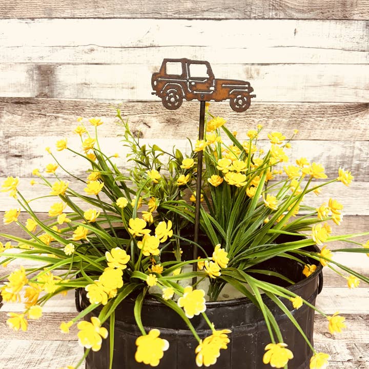Universal Ironworks USA - Wholesale Garden/Lawn Stake - Jeep Rustic Metal Garden Plant Stake Usa Made its a Jeep