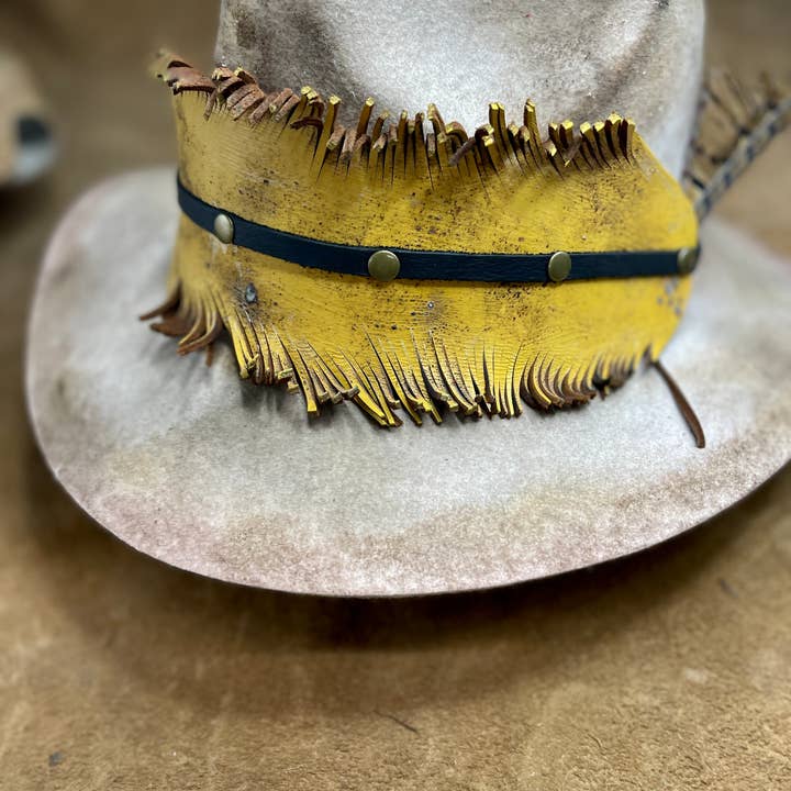 A Rare Bird Shop - Wholesale Hat Accessory - Women's - Mustard Hand Cut Feather Hatband1