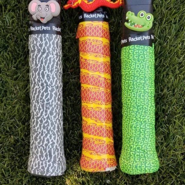 Racket Pets - Vente Accessoires de sport - Ruban adhésif vert alligator pour tennis et amortisseur assorti3