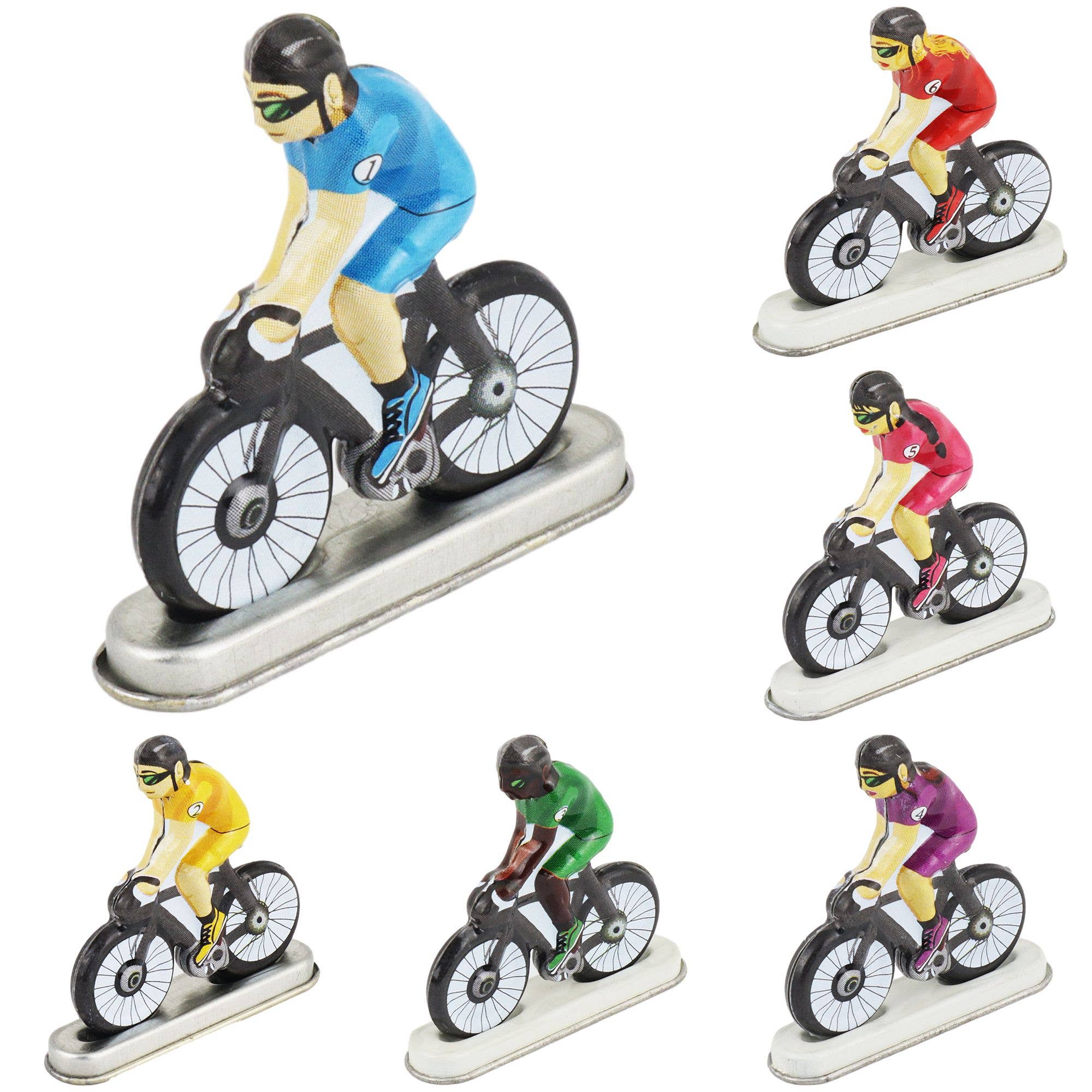 Tribal Trade GmbH - Wholesale Decorative Figurine - 6-piece set of tin toy mini bicycle cyclist tin bike0