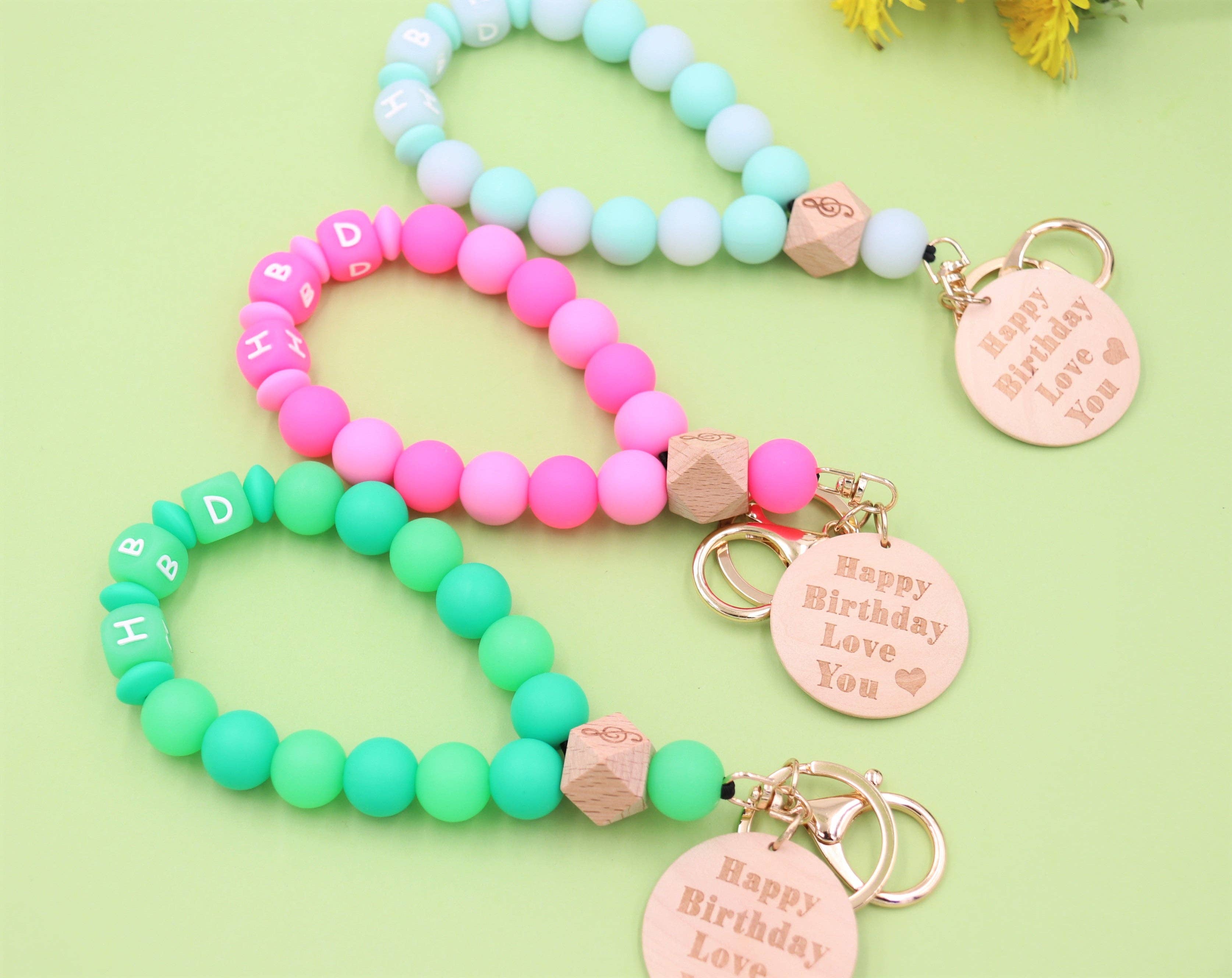 Sparkle Being - Wholesale Keychain Bracelet - Silicone Beaded Wristlet - Glitter Bangle Keychain3