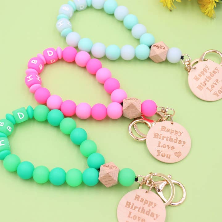 Sparkle Being - Wholesale Keychain Bracelet - Silicone Beaded Wristlet - Glitter Bangle Keychain3