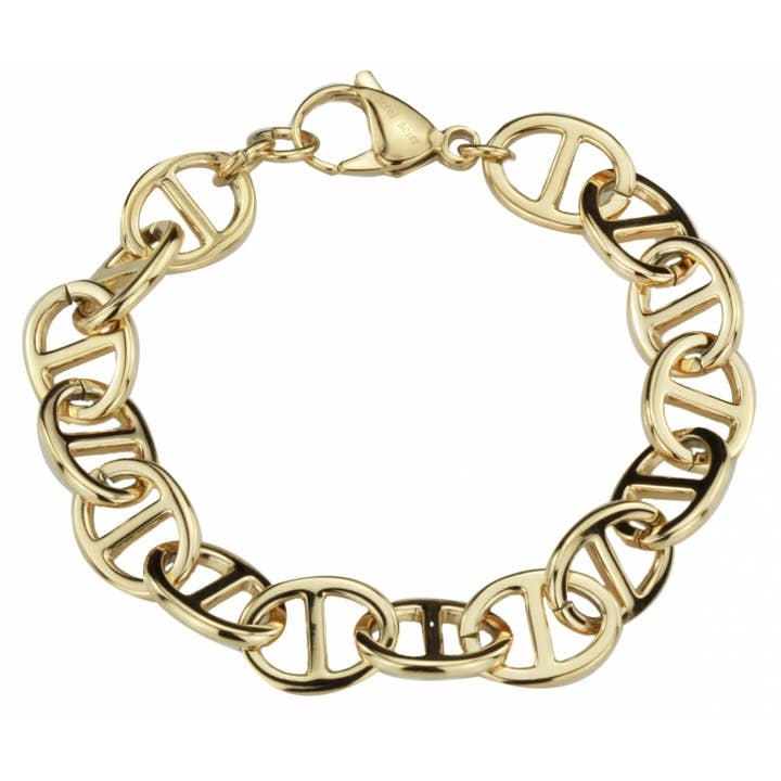 Traveller Bracelet - Stainless Steel - gold plated - 19 cm for wholesale by Hollander Jewels B.V.